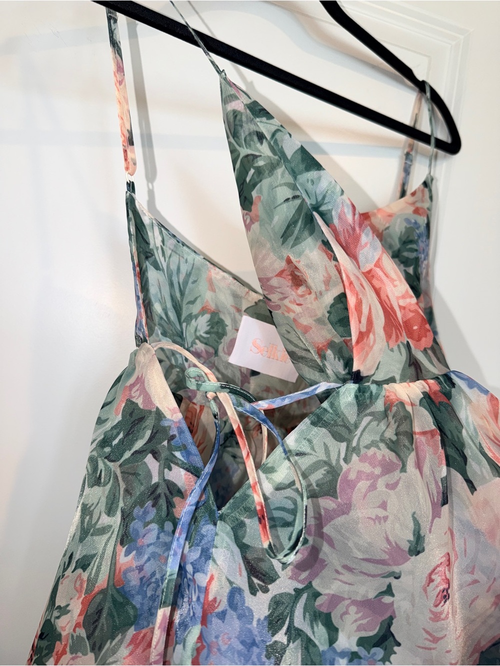 Selkie Floral Print Spaghetti-Strap Sundress in Pastel Pink and Blue - Picture 5 of 8